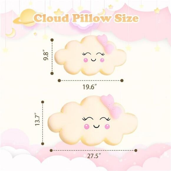 Pink Cloud Shaped Plush Throw Pillow Soft Cushion Decorative Bed Sofa Room Decor - Picture 2 of 8